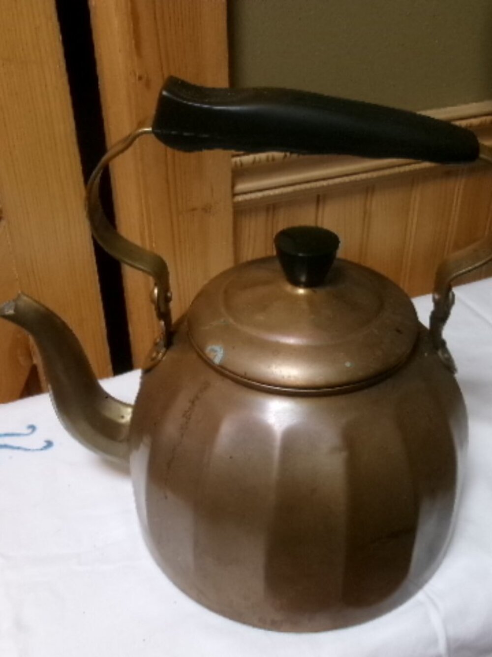 vtg solid copper tea kettle bakelite handle and knob m/ Germany